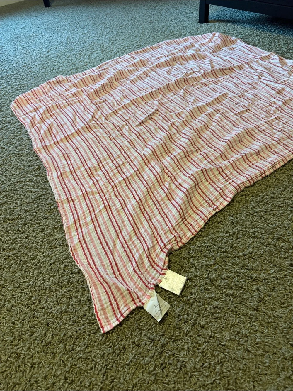 aden + anais White Muslin Diaper Covers with Orange Fish and Pink Stripes